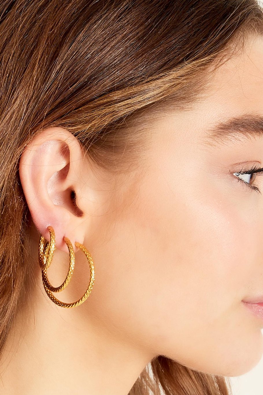 Earrings with pattern small Gold Color Stainless Steel Picture3